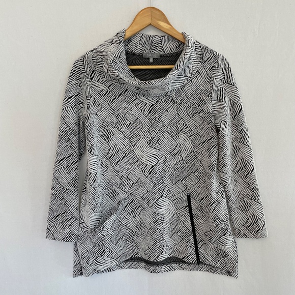 HABITAT Womens XS Cowelneck Gray & Black Crosshatch Print Boxy Fit Tunic Sweater - Picture 5 of 5